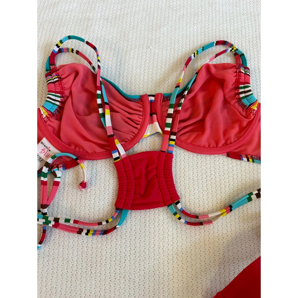 Profile Blush by Gottex Candycane Underwire Striped Bikini Top & Bottom Sz. M - Picture 9 of 10